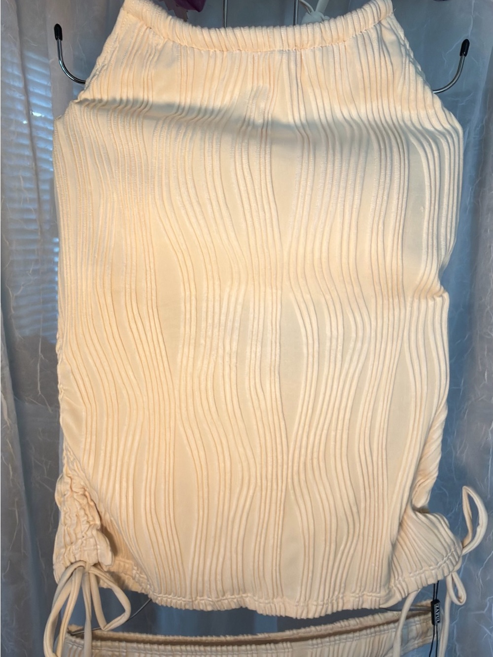 Zaful Cream Ribbed Drawstring Two-Piece Bikini - Picture 3 of 9
